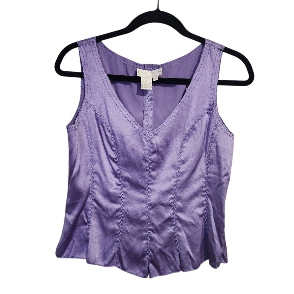DONCASTER Silk blend Corset style tank Top Purple V-Neck Size 8 Y2K Coquette